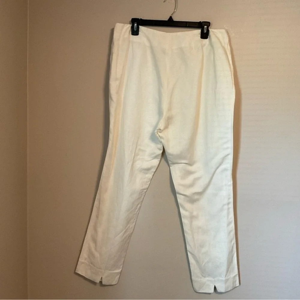 ZOEY Womens White Linen Blend Cropped‎ Pants Size 14